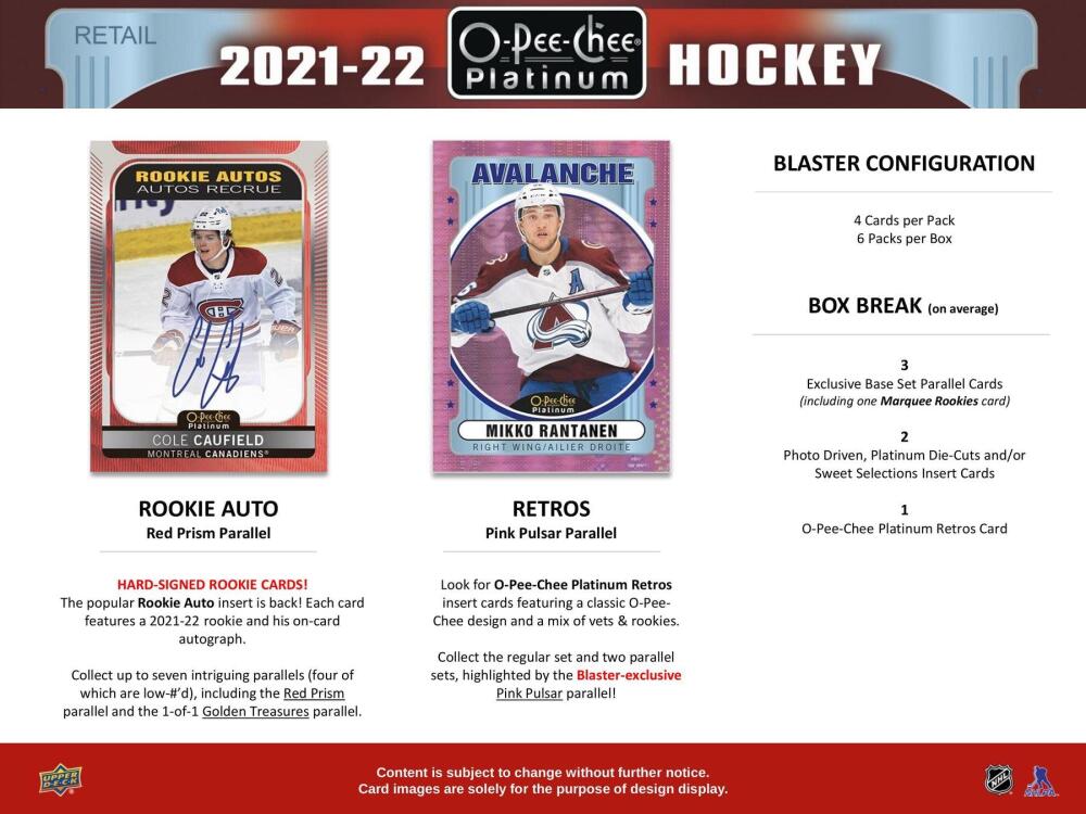 2021-22 Upper Deck O-Pee-Chee Platinum Hockey 6-Pack Blaster Box Image 5