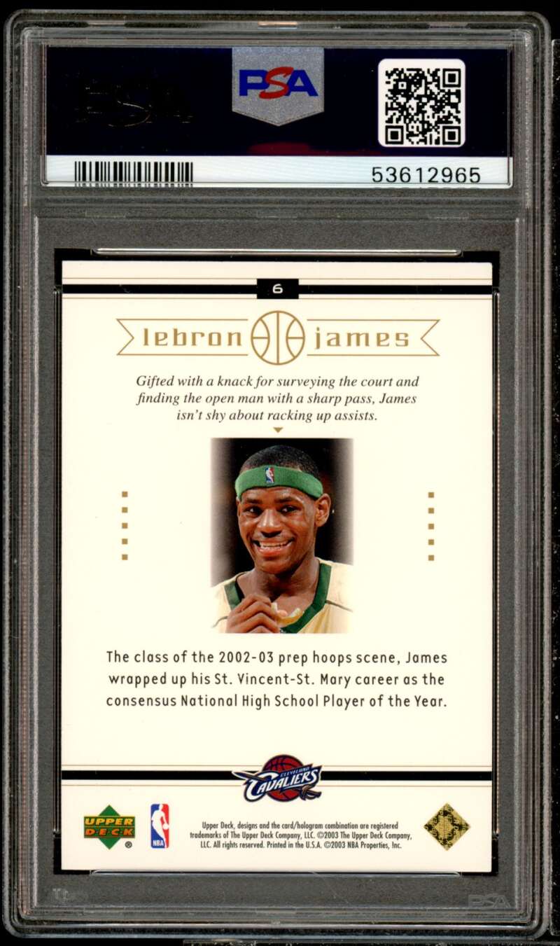 LeBron James Rookie Card 2003 Upper Deck Box Set #6 PSA 9 Image 2