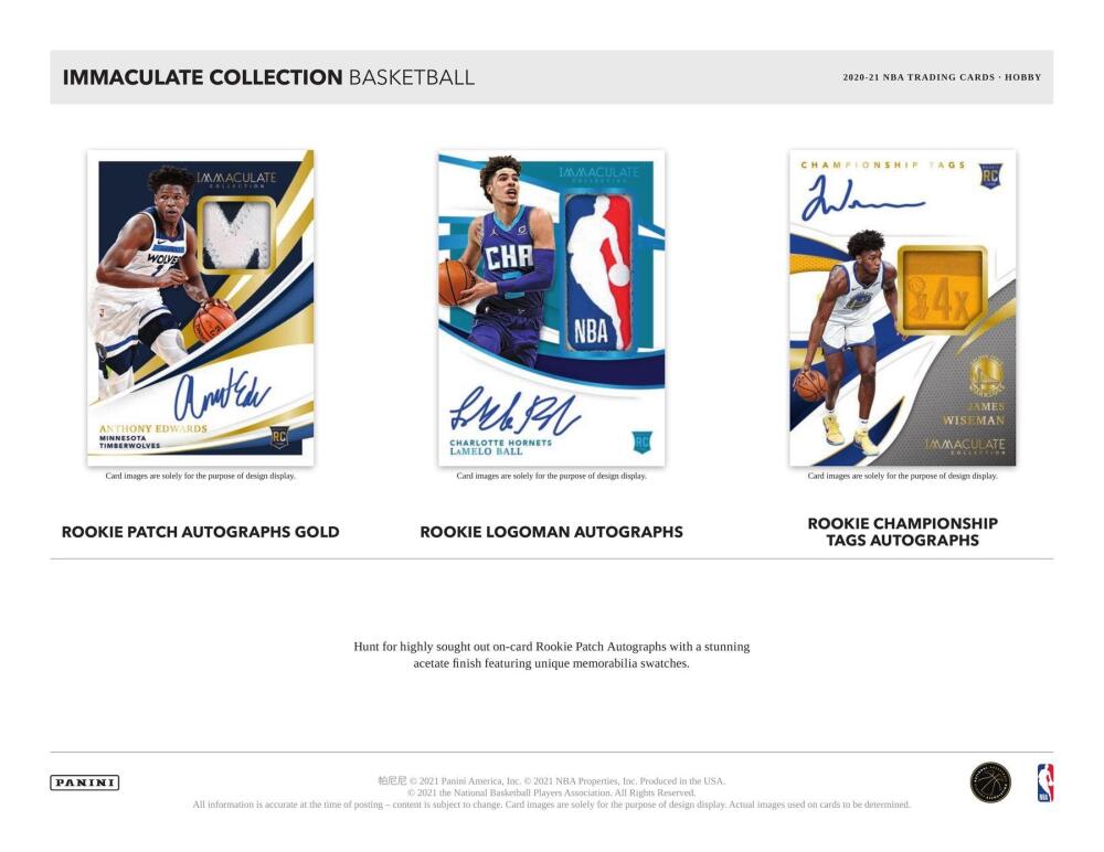 2020-21 Panini Immaculate Basketball Hobby Box Image 5