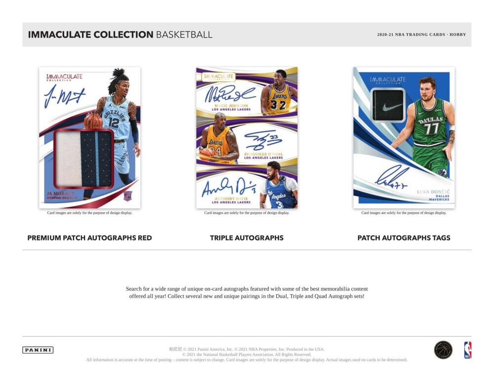 2020-21 Panini Immaculate Basketball Hobby Box Image 6