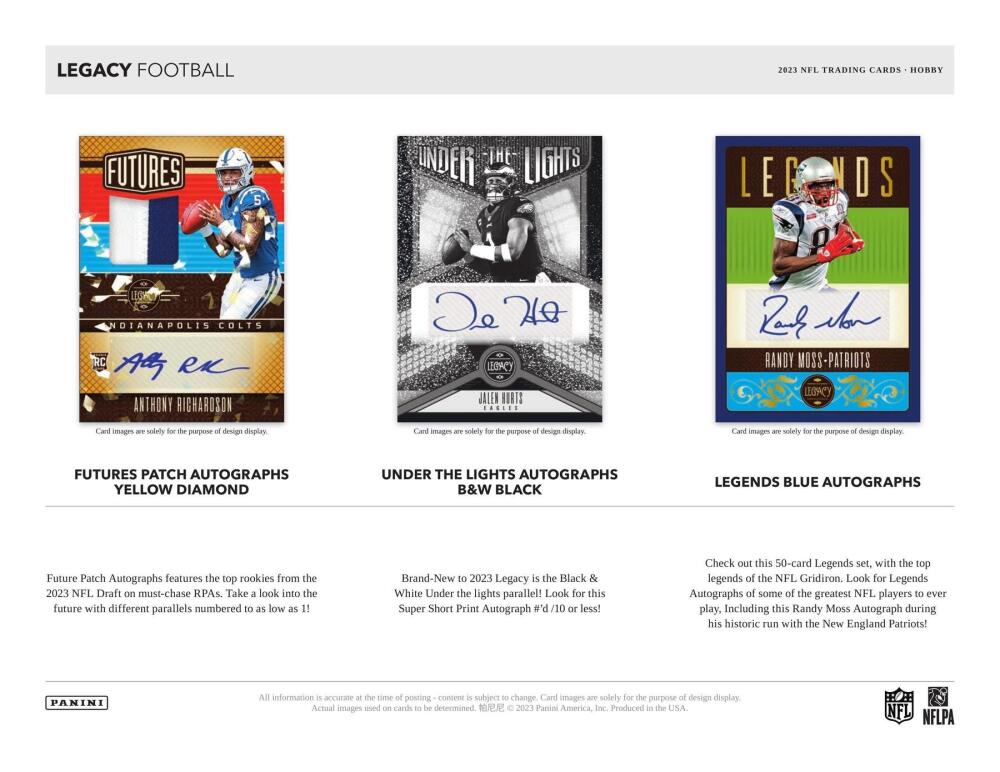 2023 Panini Legacy Football Hobby Box Image 3