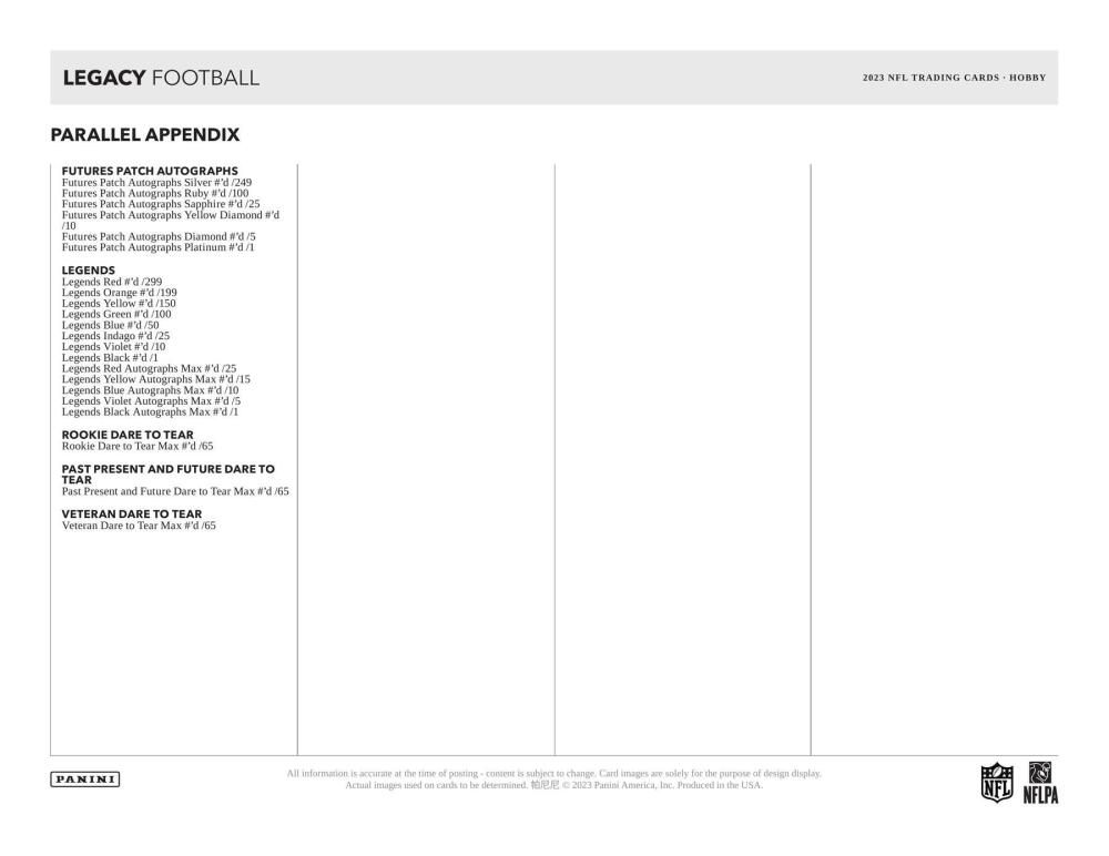 2023 Panini Legacy Football Hobby Box Image 7