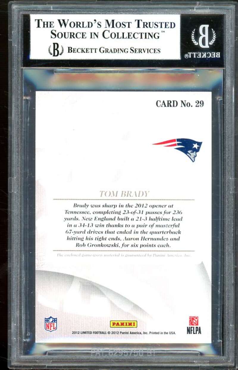 Tom Brady Card 2012 Limited Threads #29 BGS 8.5 Image 2