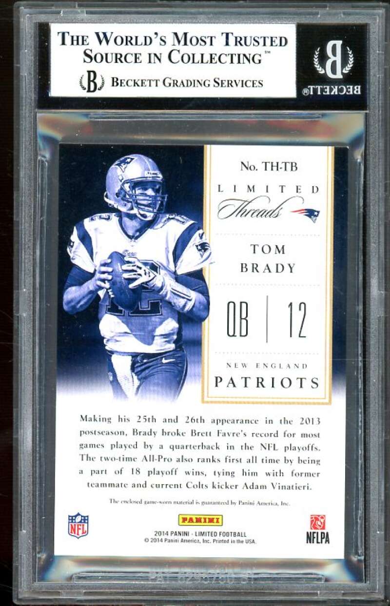 Tom Brady Card 2014 Limited Threads #THTB BGS 8.5 Image 2