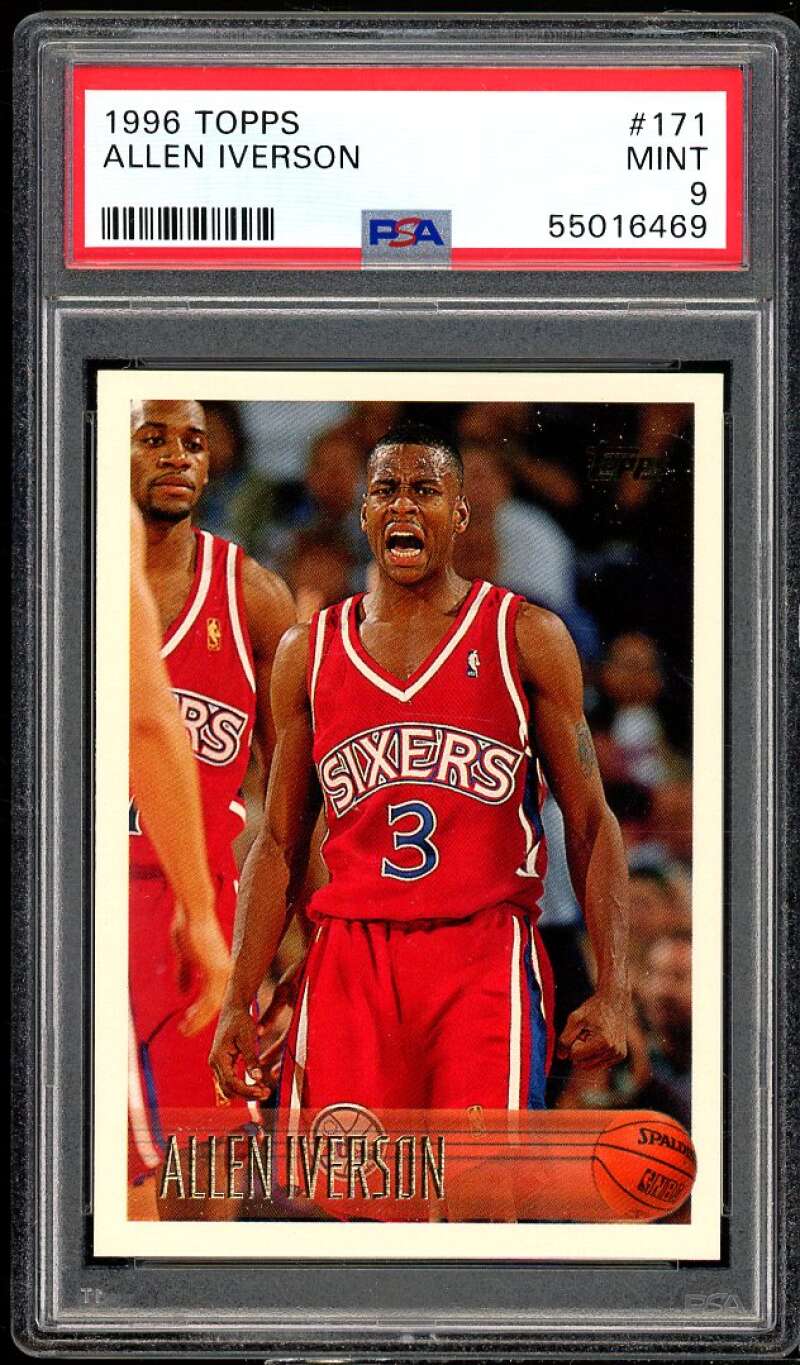 Allen Iverson Rookie Card 1996-97 Topps #171 PSA 9 Image 1