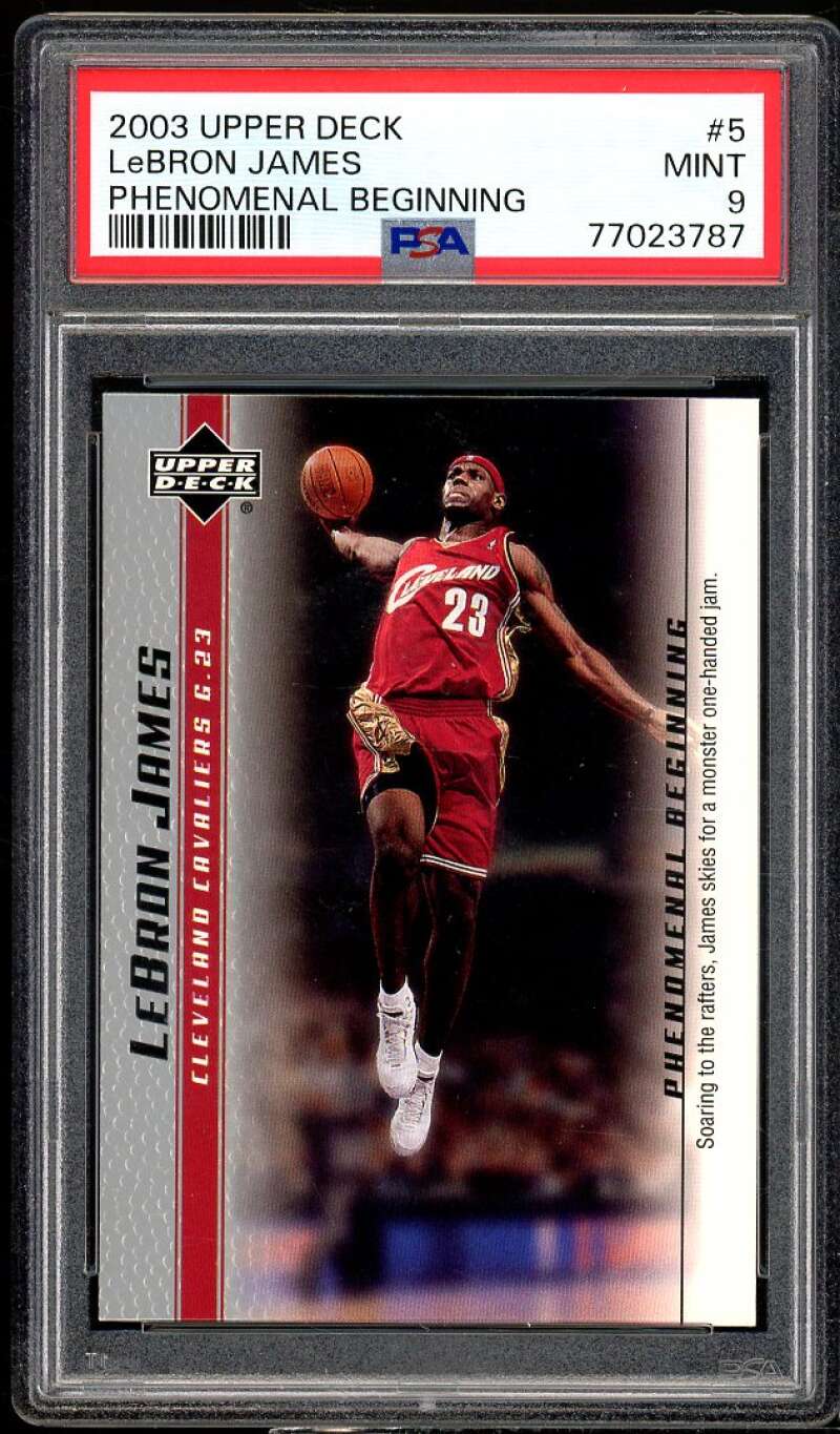 LeBron James Rookie Card 2003 Upper Deck Phenomenal Beginning #5 PSA 9 Image 1
