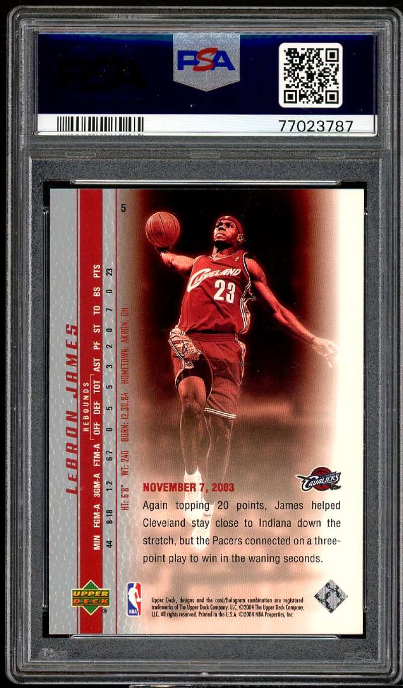 LeBron James Rookie Card 2003 Upper Deck Phenomenal Beginning #5 PSA 9 Image 2