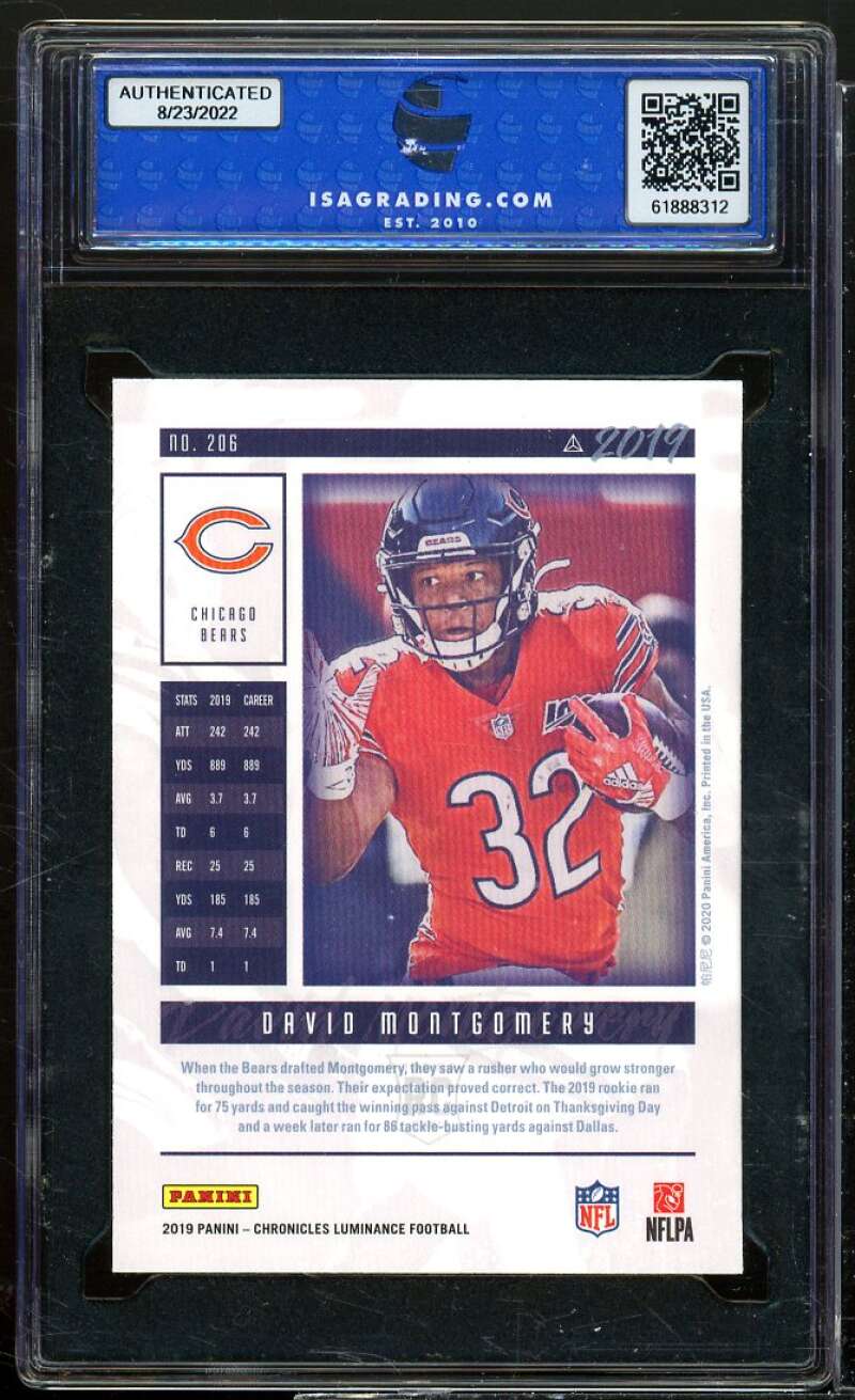 David Montgomery Rookie 2019 Panini Chronicles Luminance Update #110 ISA 9 MINT Image 2