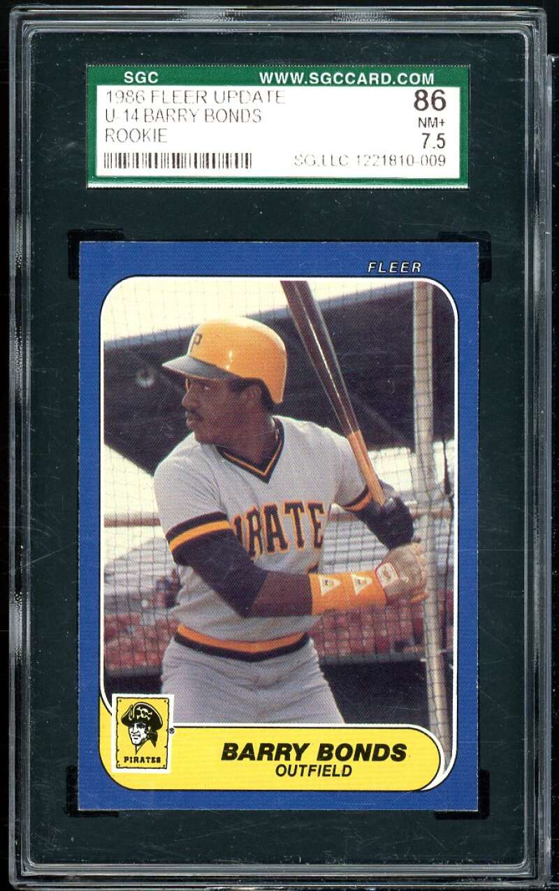 Barry Bonds Rookie Card 1986 Fleer Update #U-14 Image 1