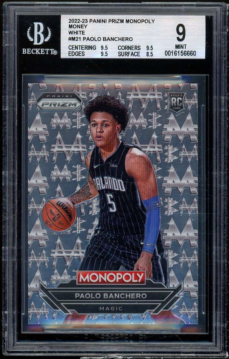 Paolo Banchero Rookie Card 2022-23 Panini Prizm Monopoly Money White #M21 BGS 9 Image 1