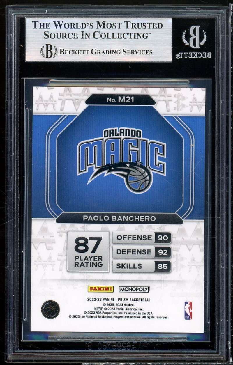 Paolo Banchero Rookie Card 2022-23 Panini Prizm Monopoly Money White #M21 BGS 9 Image 2