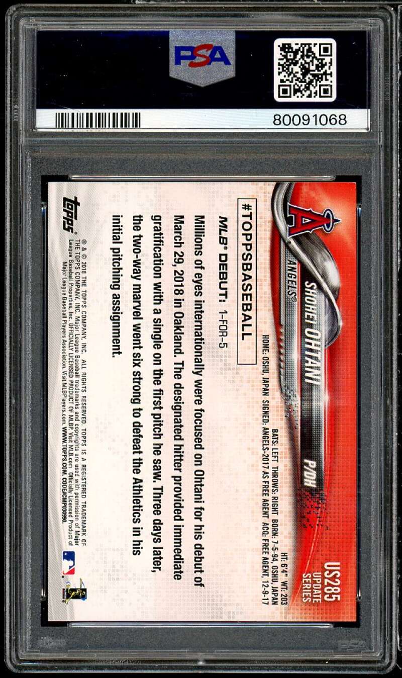 Shohei Ohtani Rookie Card 2018 Topps Update #US285 PSA 9 Image 2