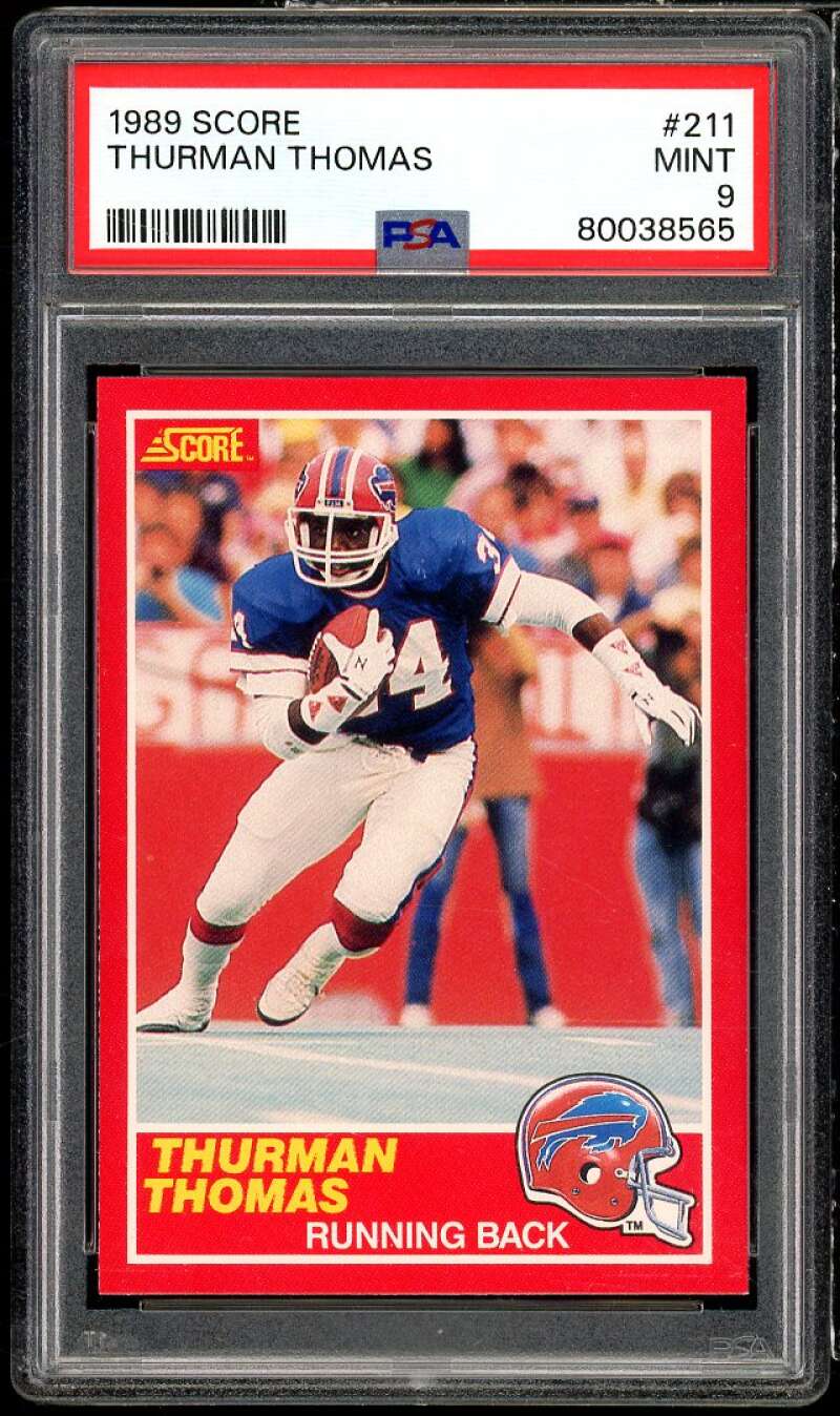 Thurman Thomas Rookie Card 1989 Score #211 PSA 9 Image 1