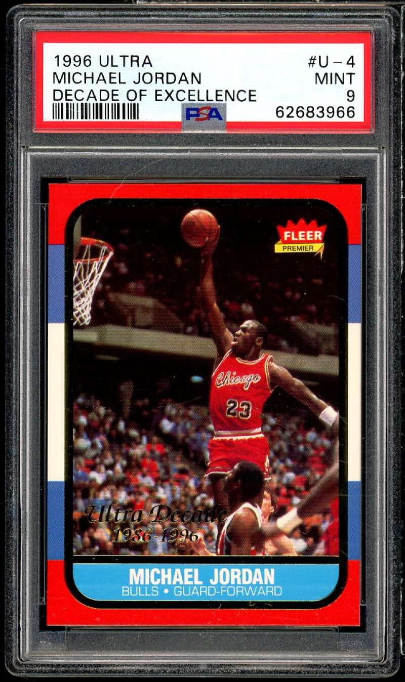 Michael Jordan Card 1996-97 Ultra Decade of Excellence #4 PSA 9 Image 1