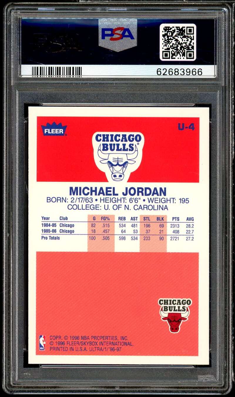 Michael Jordan Card 1996-97 Ultra Decade of Excellence #4 PSA 9 Image 2