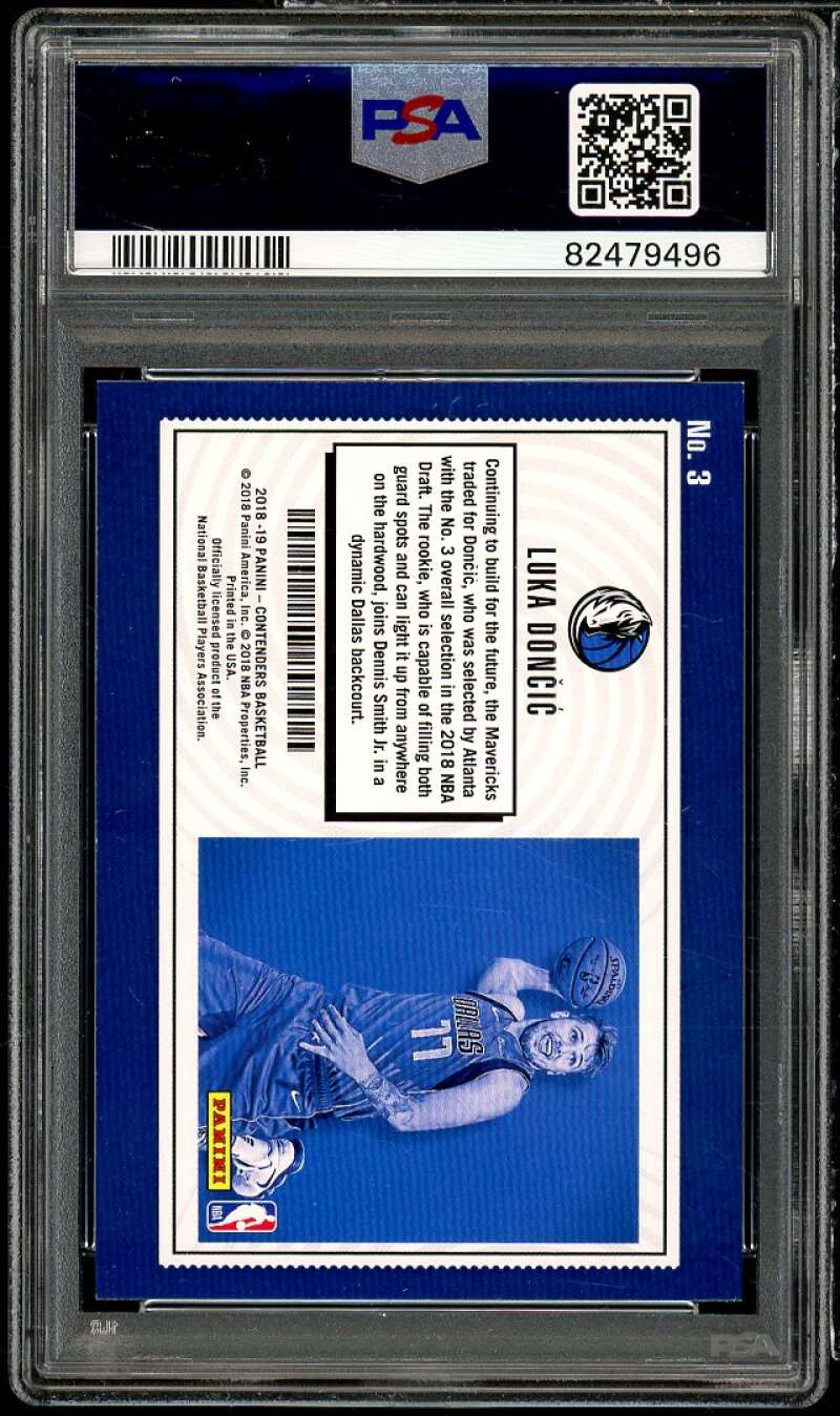 Luka Doncic Rookie Card 2018-19 Panini Contenders Lottery Ticket #3 PSA 9 Image 2