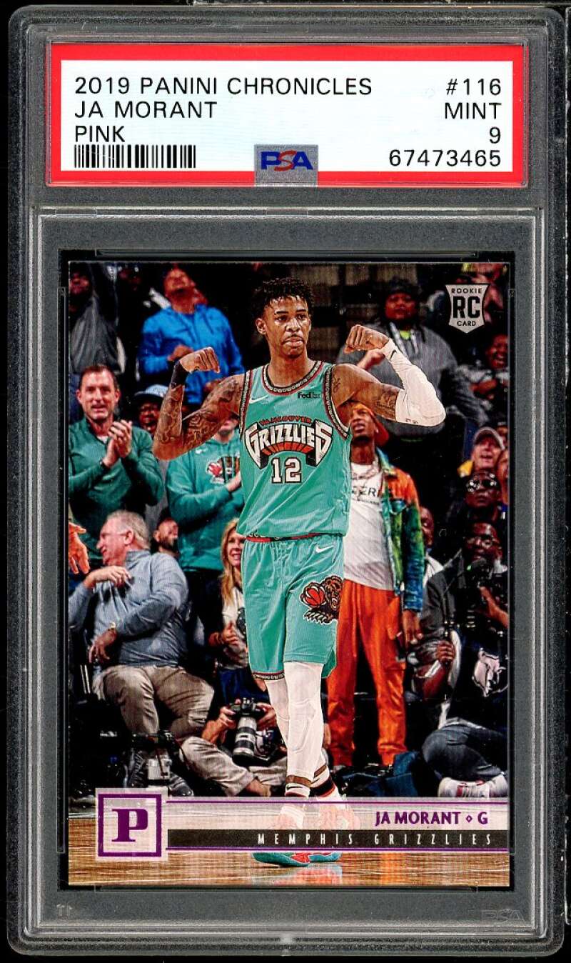 Ja Morant Rookie Card 2019-20 Panini Chronicles Pink w/Young Dolph #116 PSA 9 Image 1