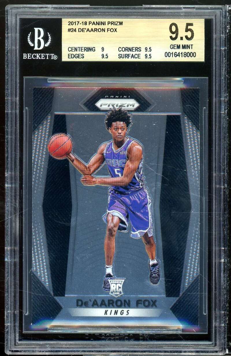 De'Aaron Fox Rookie Card 2017-18 Panini Prizm #24 BGS 9.5 (9 9.5 9.5 9.5) Image 1