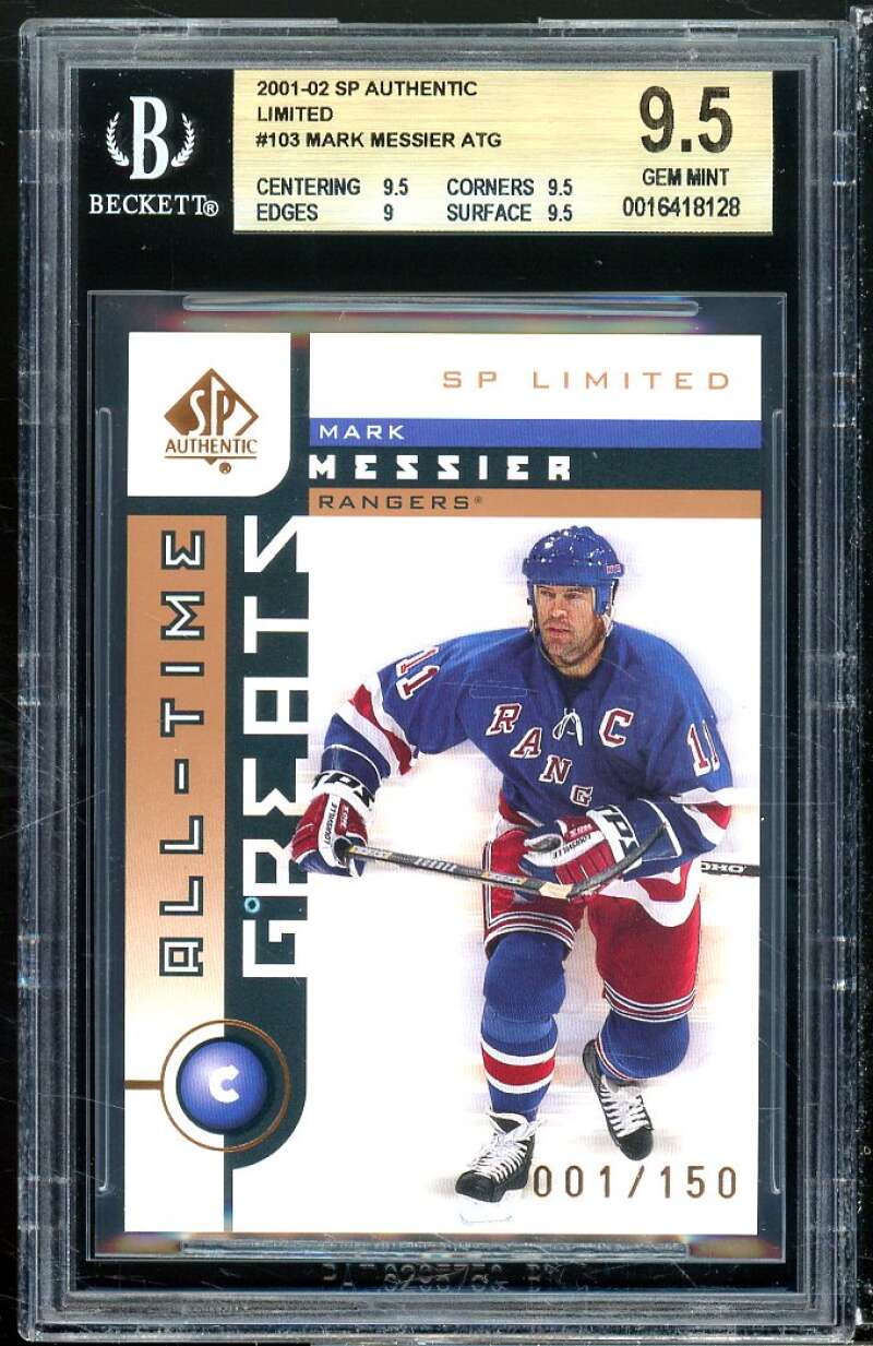 Mark Messier 2001-02 SP Authentic Limited #103 (Serial #d 1/150) (pop 1) BGS 9.5 Image 1