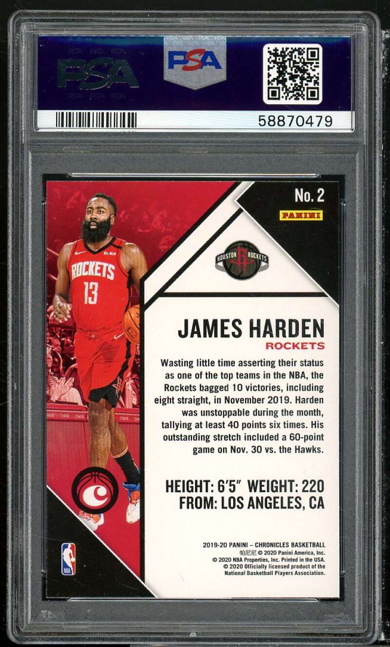 James Harden Card 2019-20 Panini Chronicles #2 PSA 10 Image 2