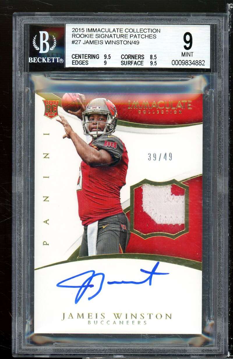 Jameis Winston Rookie 2015 Immaculate Collection Signature Patches #27 BGS 9 Image 1