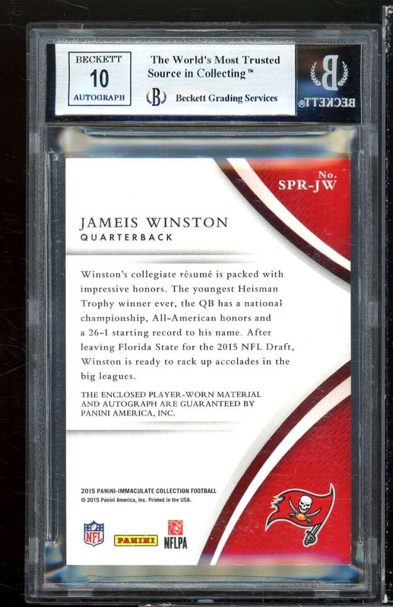 Jameis Winston Rookie 2015 Immaculate Collection Signature Patches #27 BGS 9 Image 2