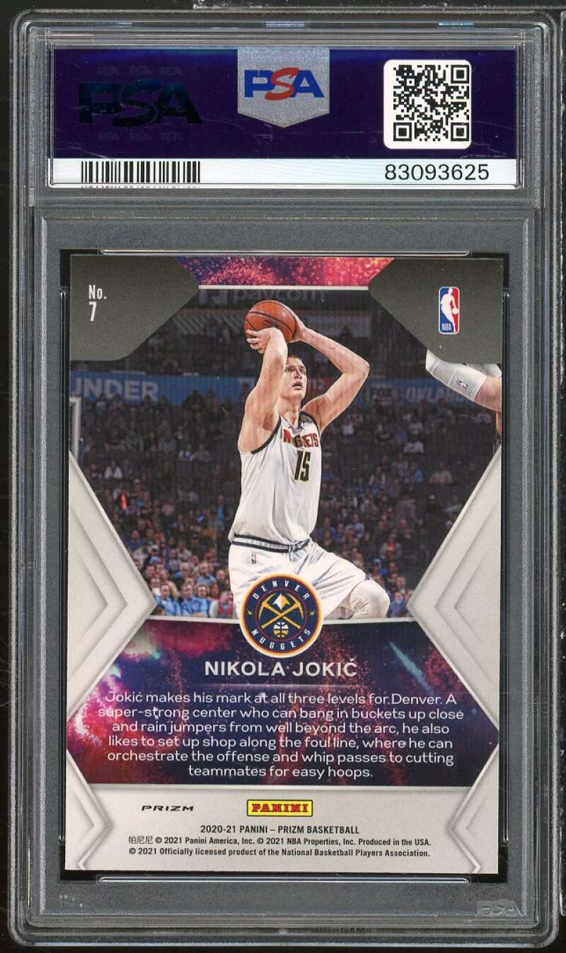 Nikola Jokic Card 2020-21 Panini Prizm Fireworks Silver Prizm #7 PSA 10 Image 2