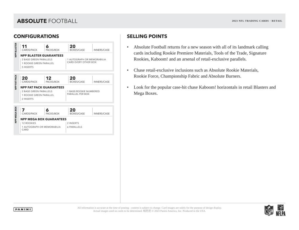 2023 Panini Absolute Football 6-Pack Blaster Box Image 6