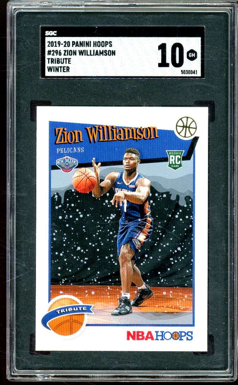 Zion Williamson Rookie Card 2019-20 Panini Hoops Tribute Winter #296 SGC 10 Image 1