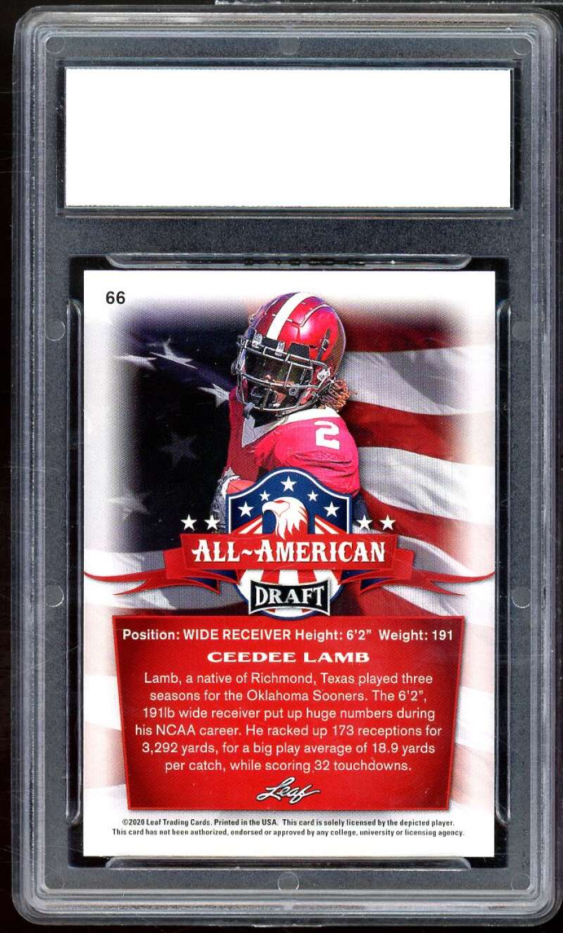 Cee Dee Lamb Rookie Card 2020 Leaf All American #66 PGI 10 GEM MINT Image 2