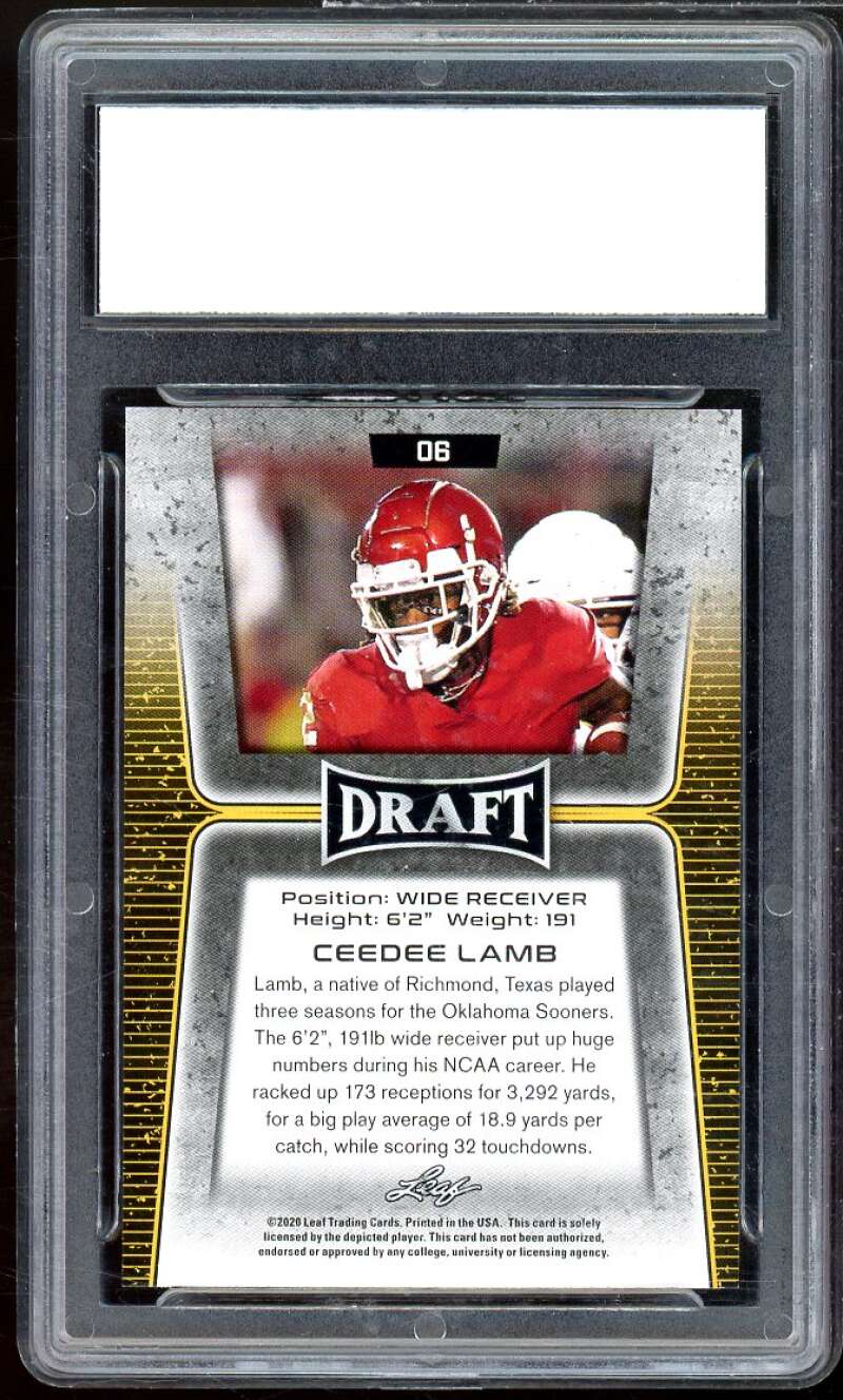 Cee Dee Lamb Rookie Card 2020 Leaf #6 PGI 10 GEM MINT Image 2