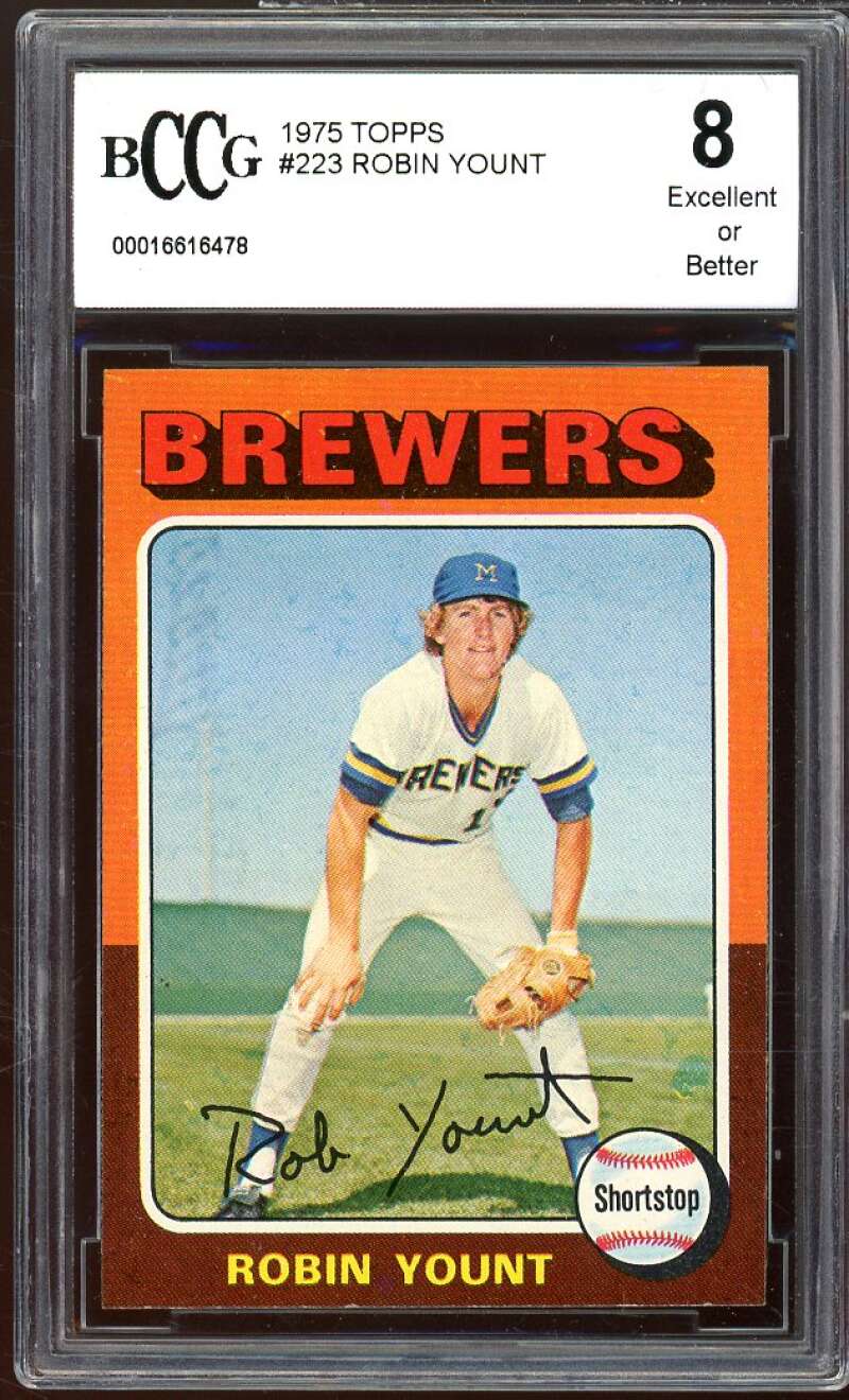 1975 Topps #223 Robin Yount Rookie Card BGS BCCG 8 Excellent+ Image 1