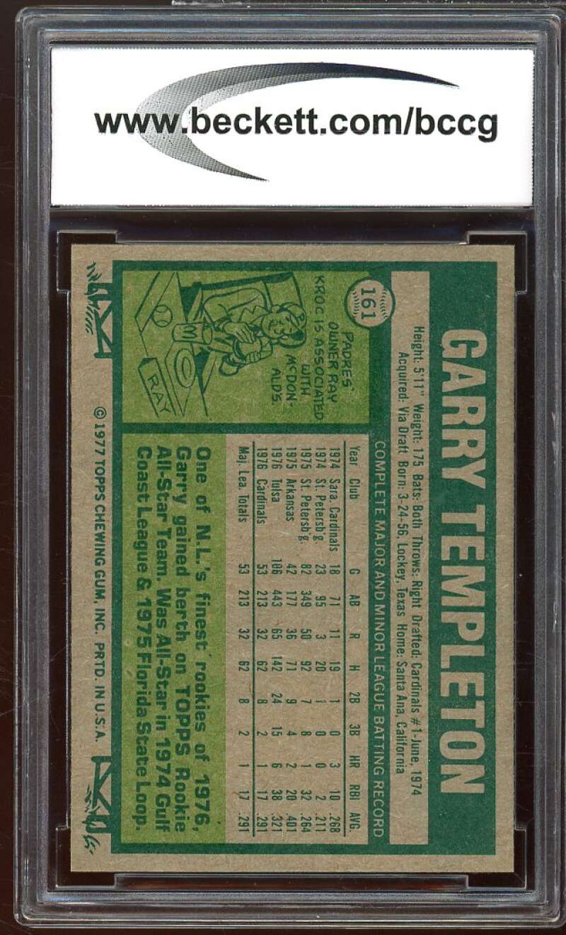 1977 Topps #161 Garry Templeton Rookie Card BGS BCCG 8 Excellent+ Image 2