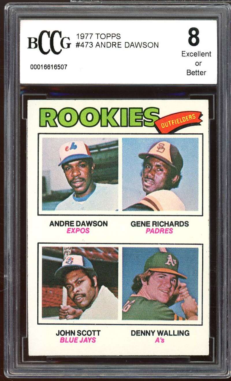 1977 Topps #473 Andre Dawson Rookie Card BGS BCCG 8 Excellent+ Image 1