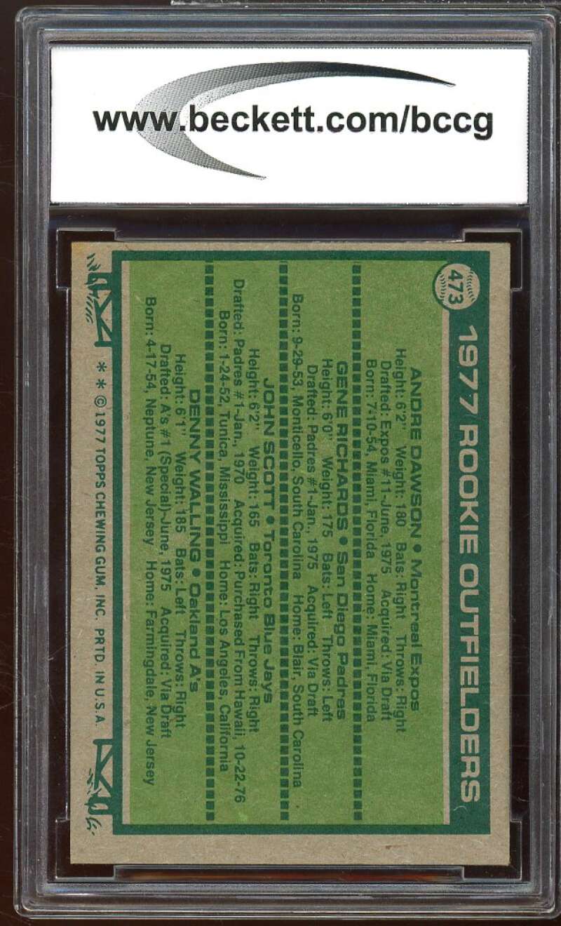 1977 Topps #473 Andre Dawson Rookie Card BGS BCCG 8 Excellent+ Image 2