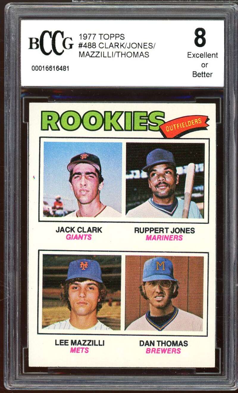 1977 Topps #488 Jack Clark Rookie Card BGS BCCG 8 Excellent+ Image 1