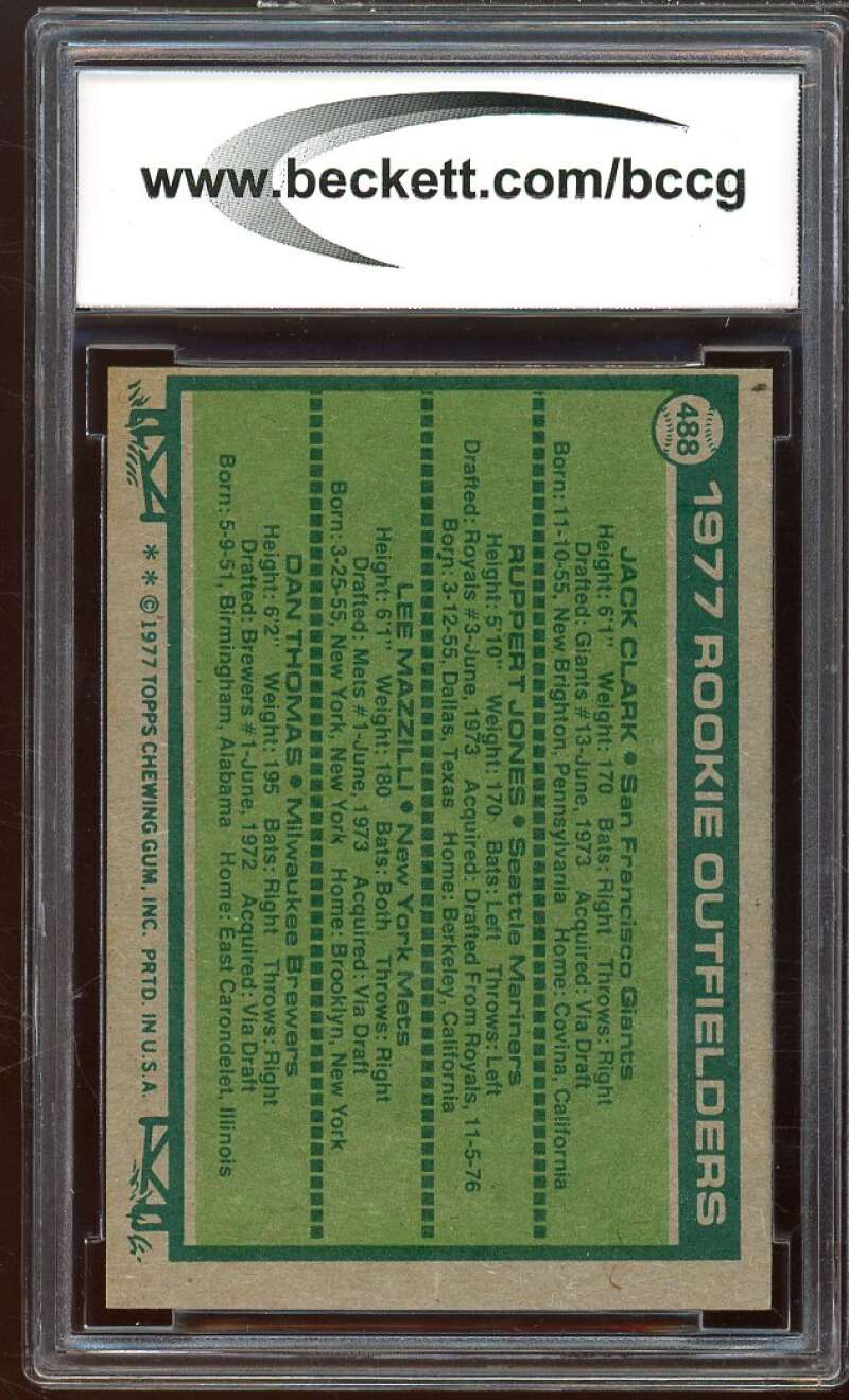 1977 Topps #488 Jack Clark Rookie Card BGS BCCG 8 Excellent+ Image 2