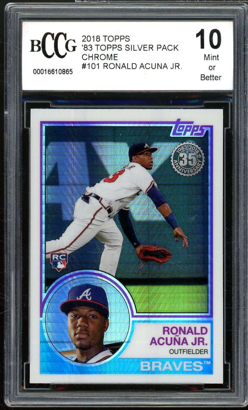 2018 Topps 83 Chrome Silver Pack #101 Ronald Acuna Jr. Rookie BGS BCCG 10 Mint+ Image 1