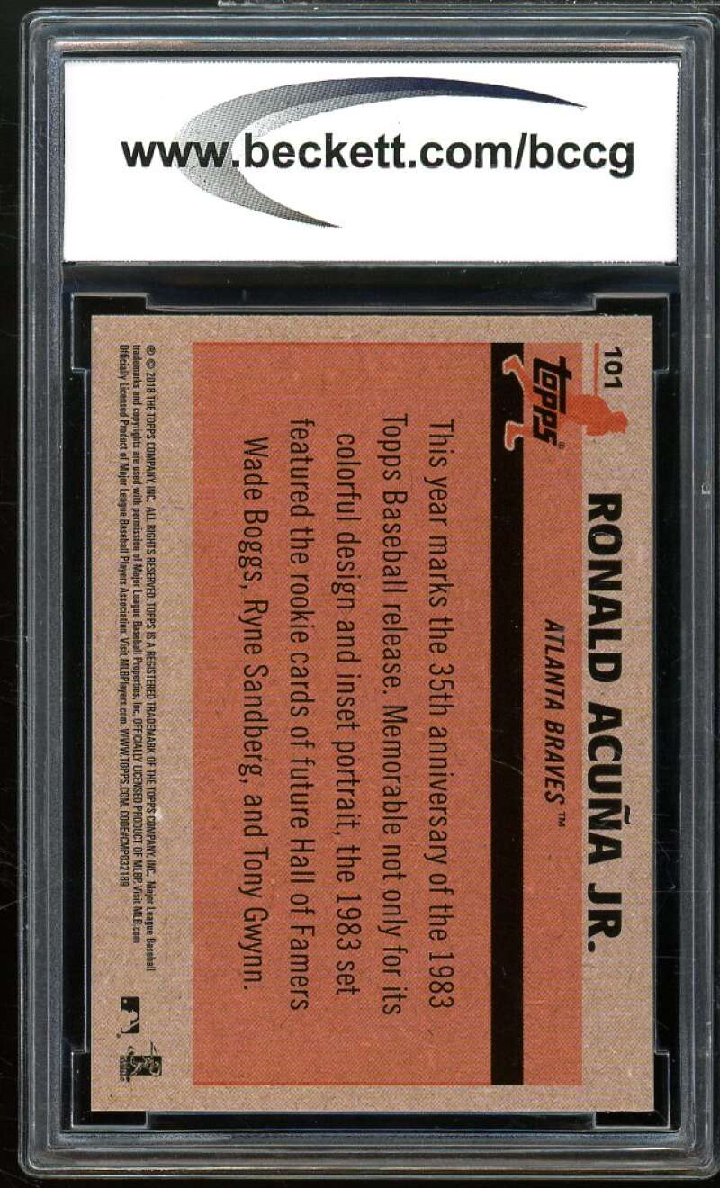 2018 Topps 83 Chrome Silver Pack #101 Ronald Acuna Jr. Rookie BGS BCCG 10 Mint+ Image 2