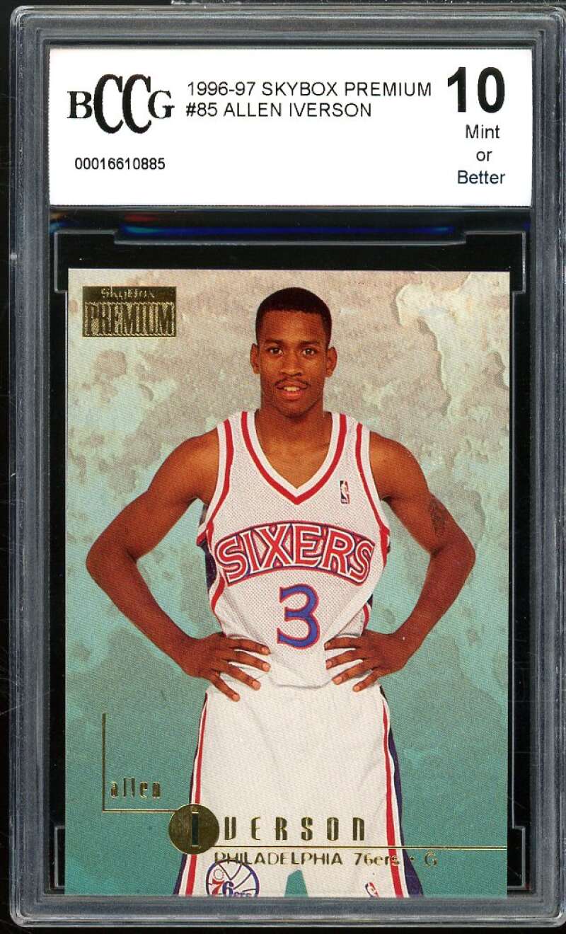 1996-97 SkyBox Premium #85 Allen Iverson Rookie Card BGS BCCG 10 Mint+ Image 1