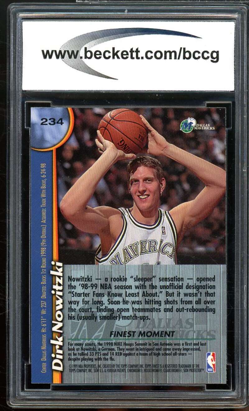 1998-99 Finest #234 Dirk Nowitzki Rookie Card BGS BCCG 10 Mint+ Image 2