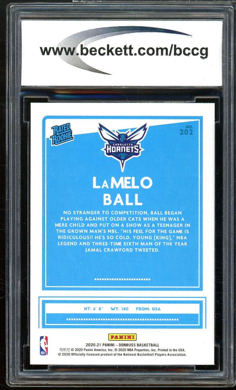 2020-21 Donruss Yellow Flood #202 LaMelo Ball Rookie Card BGS BCCG 10 Mint+ Image 2