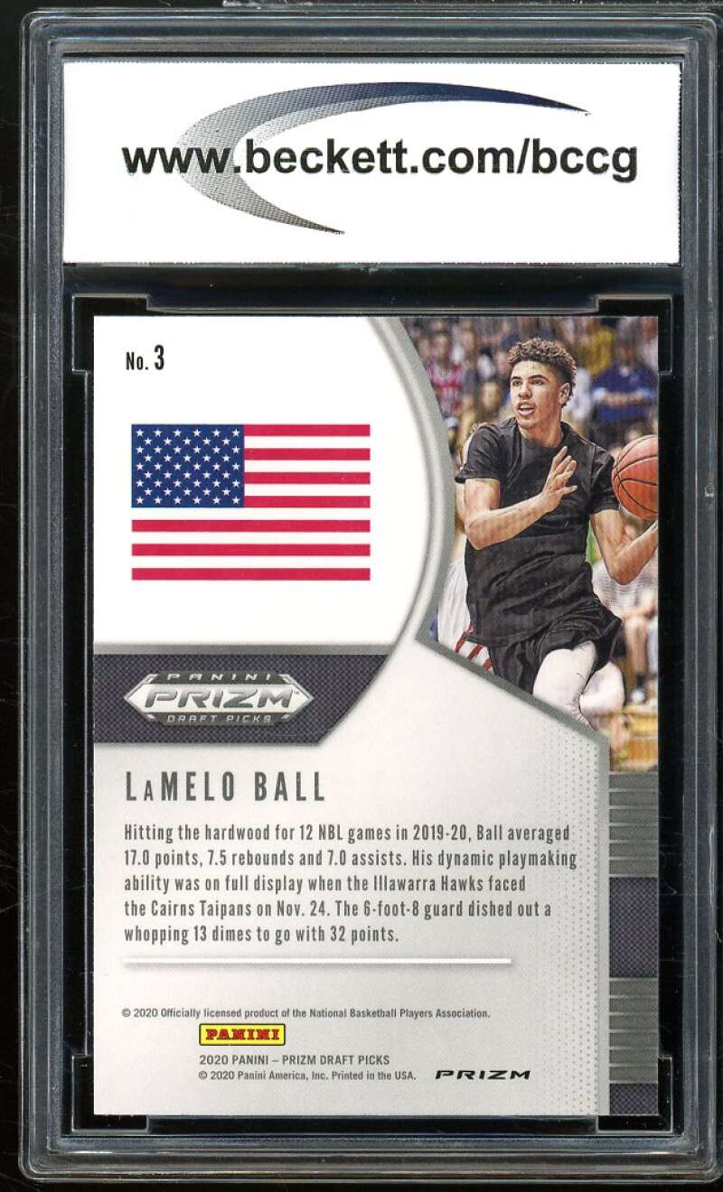 2020-21 Panini Prizm DP Prizms Red Ice #3 LaMelo Ball Rookie BGS BCCG 10 Mint+ Image 2