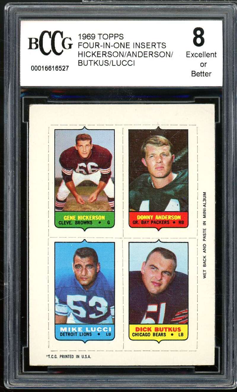 1969 Topps Four In One #nno Dick Butkus Card BGS BCCG 8 Excellent+ Image 1