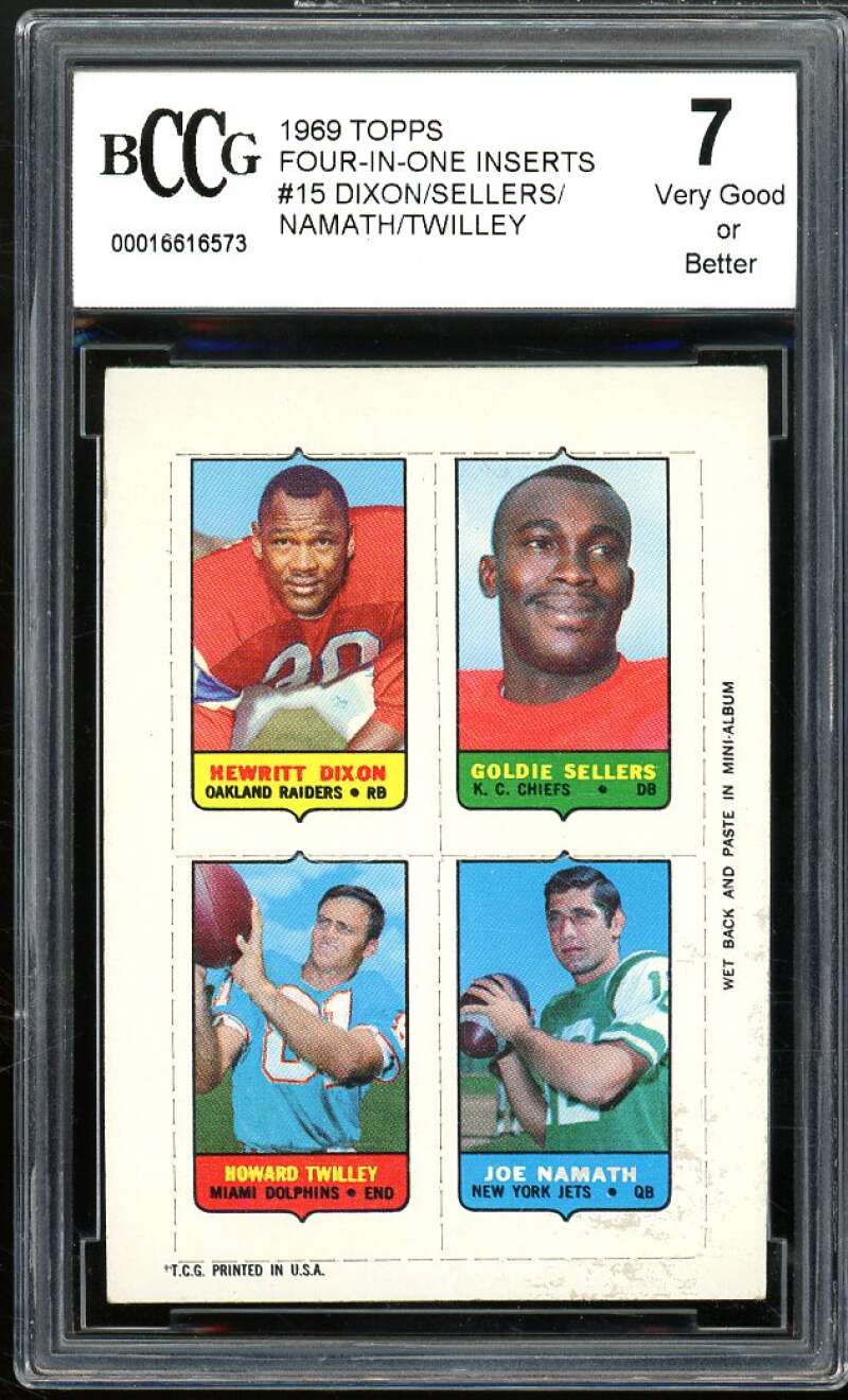 1969 Topps Four In One #15 Joe Namath Card BGS BCCG 7 Very Good+ Image 1