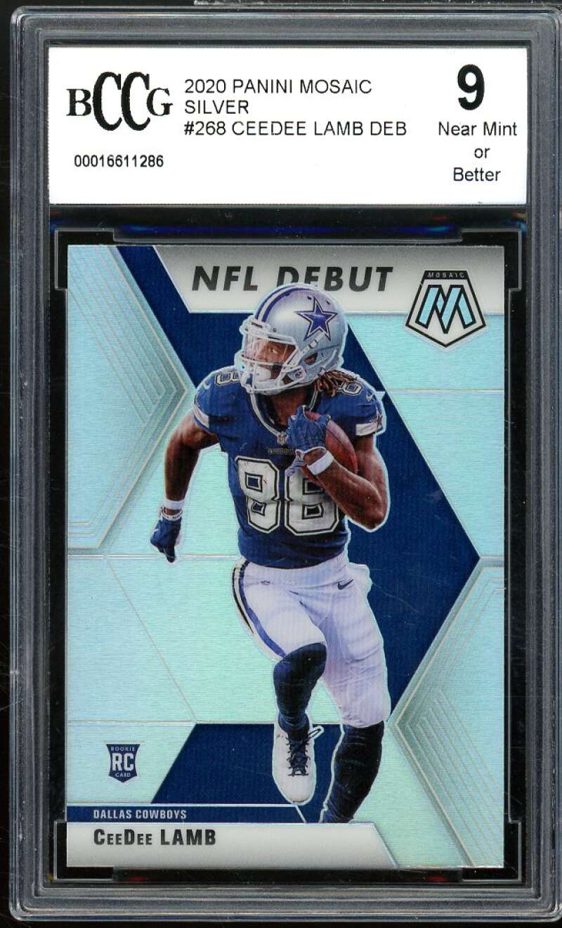 2020 Panini Mosaic Silver #268 CeeDee Lamb Rookie Card BGS BCCG 9 Near Mint+ Image 1