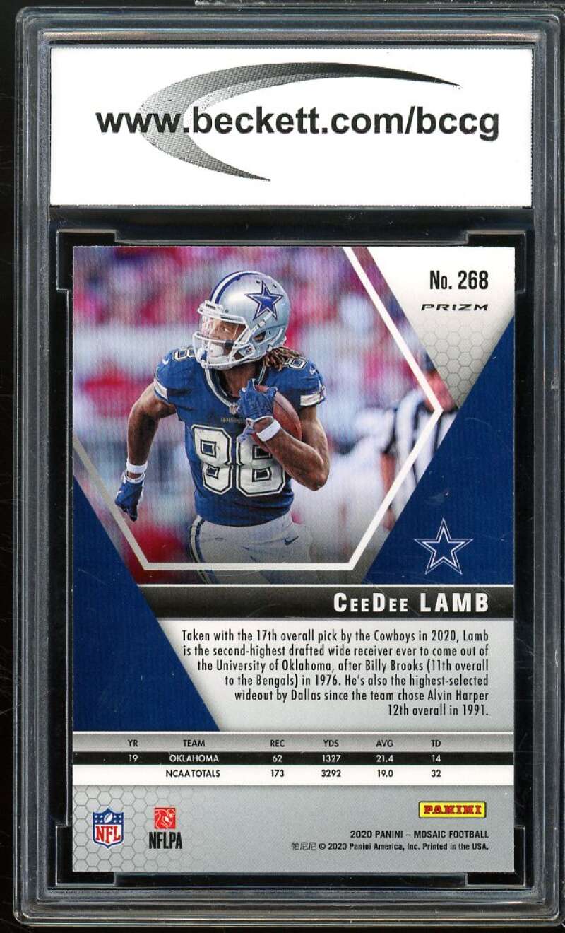 2020 Panini Mosaic Silver #268 CeeDee Lamb Rookie Card BGS BCCG 9 Near Mint+ Image 2