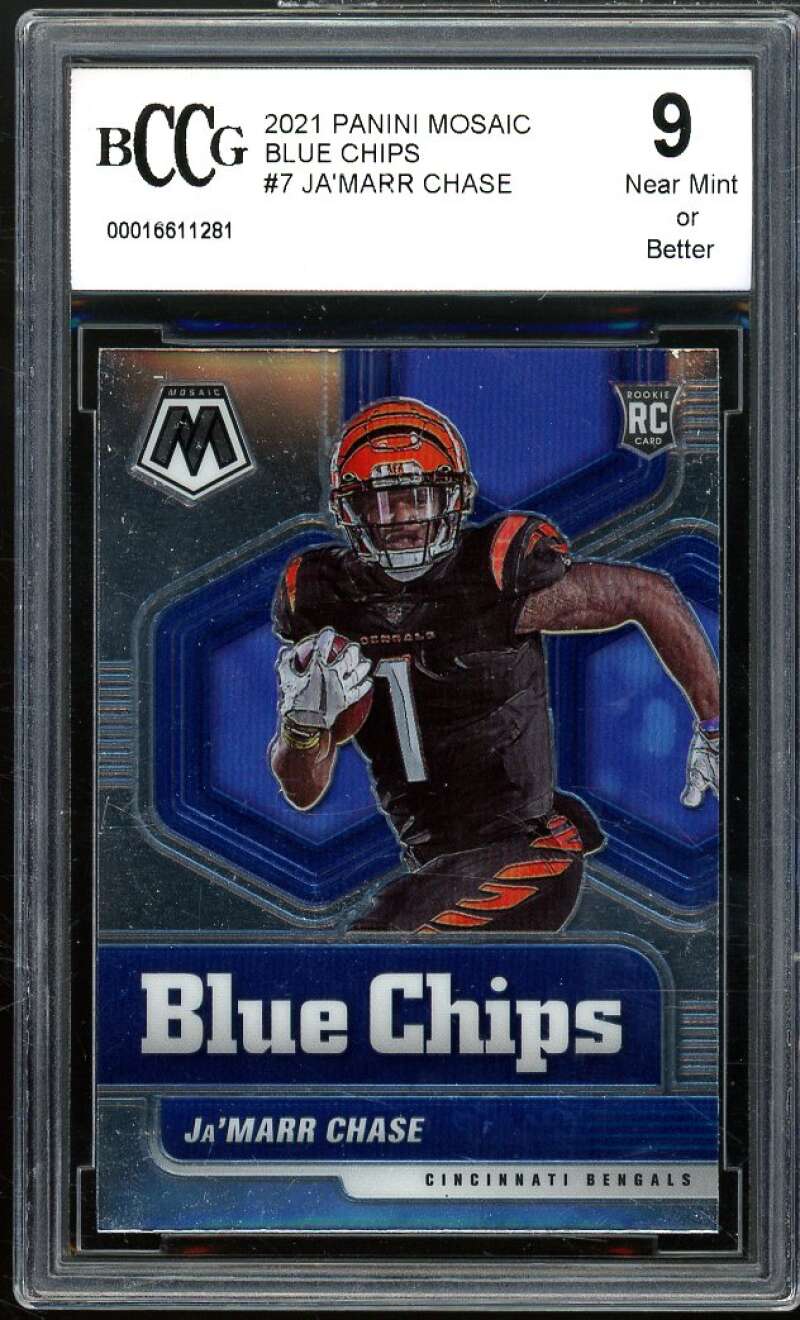 2021 Panini Mosaic Blue Chips #7 Ja'Marr Chase Rookie Card BGS BCCG 9 Near Mint+ Image 1