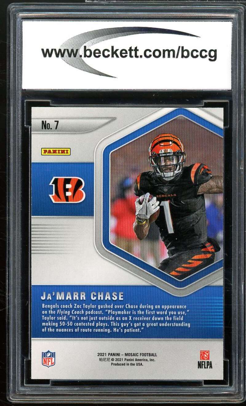 2021 Panini Mosaic Blue Chips #7 Ja'Marr Chase Rookie Card BGS BCCG 9 Near Mint+ Image 2