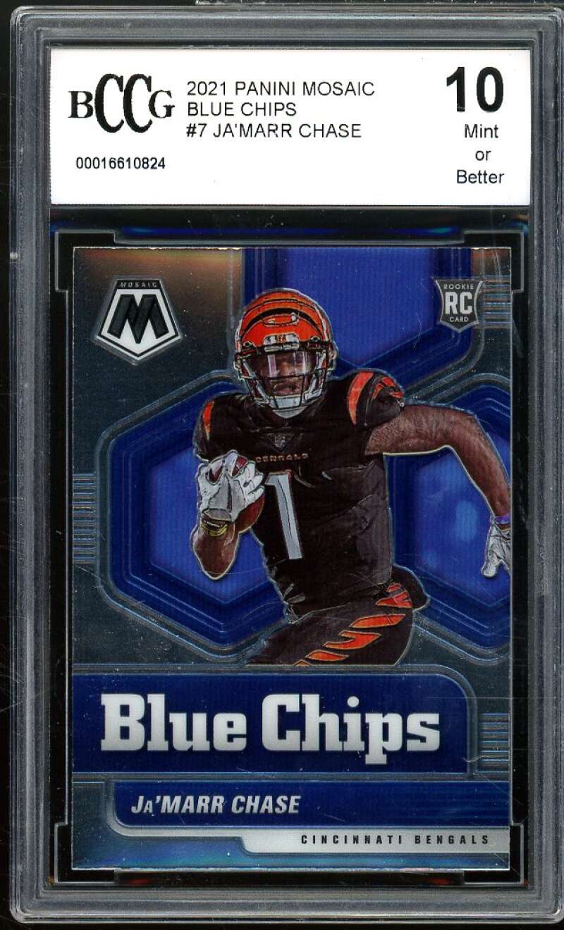 2021 Panini Mosaic Blue Chips #7 Ja'Marr Chase Rookie Card BGS BCCG 10 Mint+ Image 1